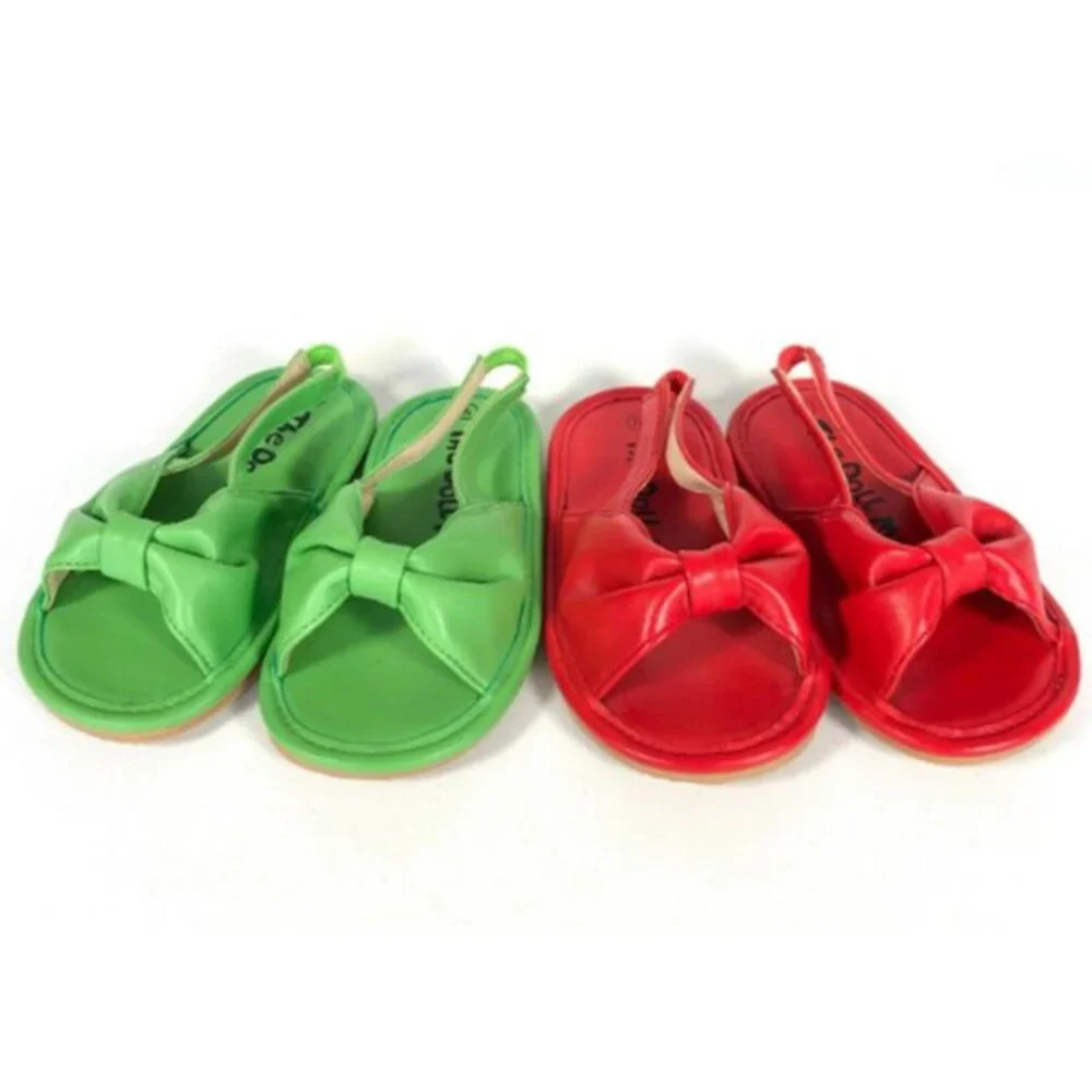 Toddler Girl Sandals Size 5 Lot 2‎ Bow Faux Leather NWOT Red Green